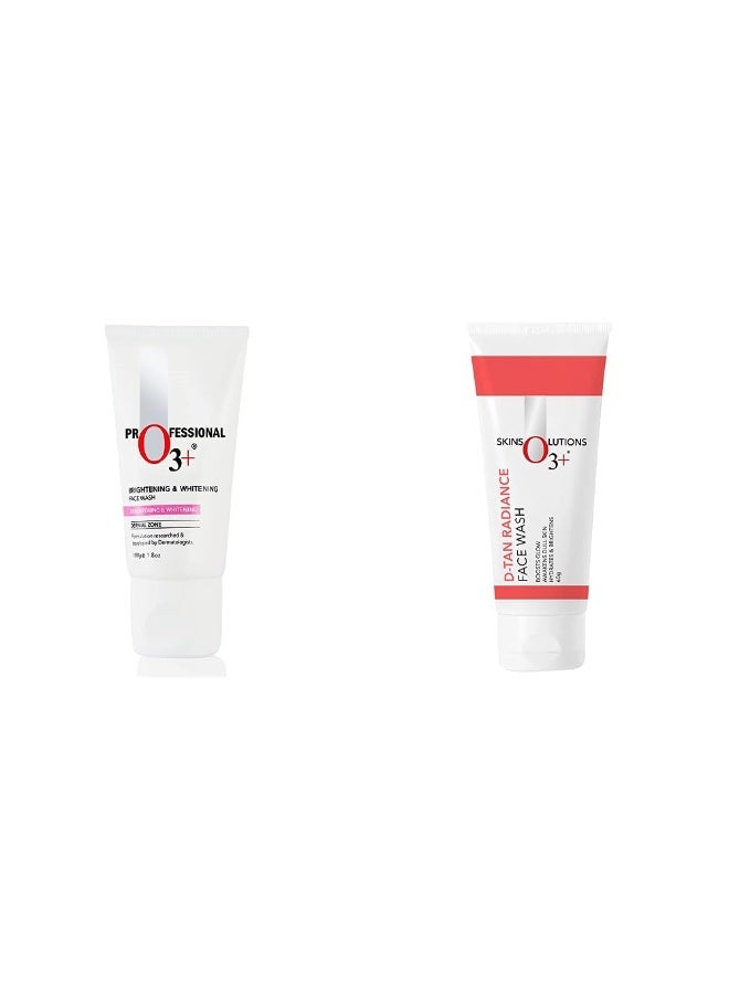 O3+ Brightening & Whitening Face Wash with Cucumber and Aloe Vera Extracts (100g& O3+ D-Tan Radiance Face Wash With Vitamin C Glowing Skin and Deep Cleanses and Unifies Skin Tone 60gm Combo - Image 1