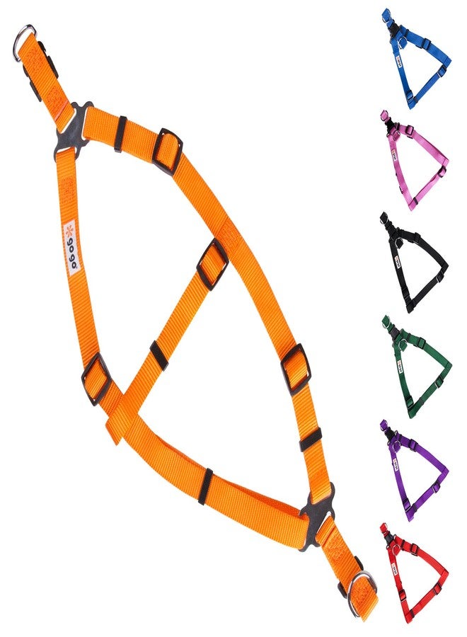 GOGO Pet Products Comfy Nylon 1-Inch Adjustable Easy Pet Harness, Large, Orange - Image 1