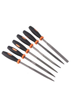 LAWAZIM Needle File Set - Rubber handle 6-Piece| Hand Metal Needle File Set, 6 Pieces Hardened Alloy Strength Steel Set Includes Flat, Flat Taper, Square, Triangular, Round, and Half-Round File  - Image 2