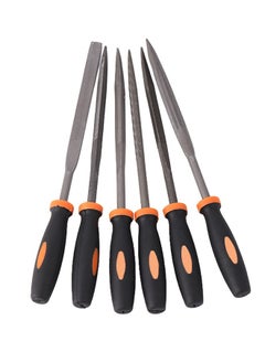 LAWAZIM Needle File Set - Rubber handle 6-Piece| Hand Metal Needle File Set, 6 Pieces Hardened Alloy Strength Steel Set Includes Flat, Flat Taper, Square, Triangular, Round, and Half-Round File  - Image 1
