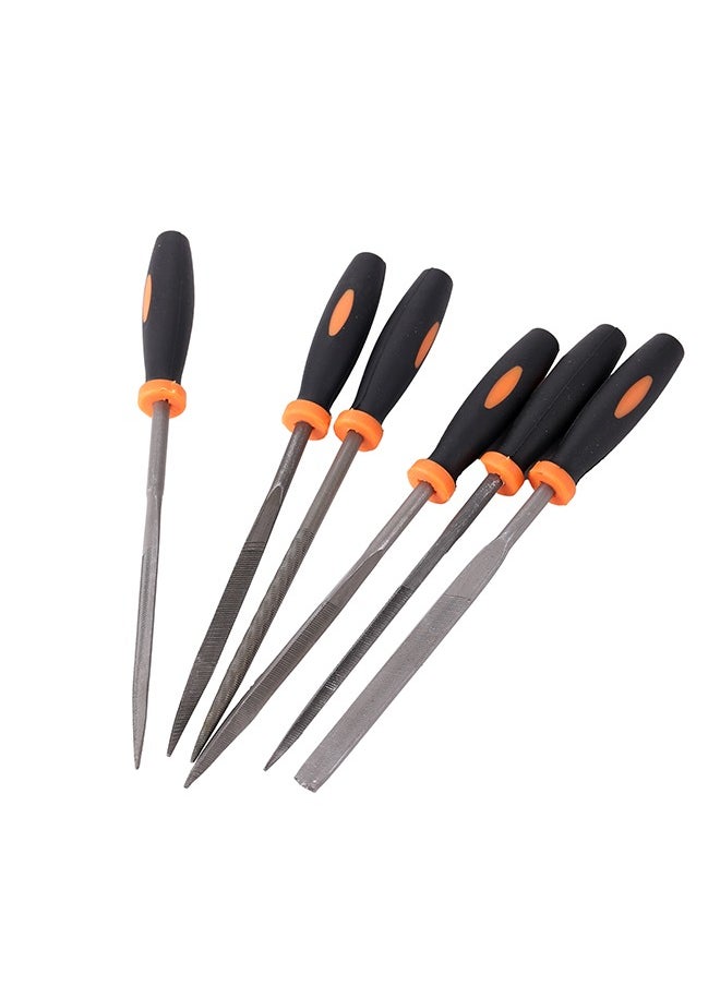 LAWAZIM Needle File Set - Rubber handle 6-Piece| Hand Metal Needle File Set, 6 Pieces Hardened Alloy Strength Steel Set Includes Flat, Flat Taper, Square, Triangular, Round, and Half-Round File  - Image 3