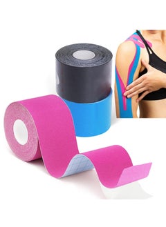 Oasisgalore 3-Pack Pro Kinesiology Tape (16ft Rolls), Black/Blue/Pink, for Ankle, Wrist, Knee, Sports Activities.  - Image 1