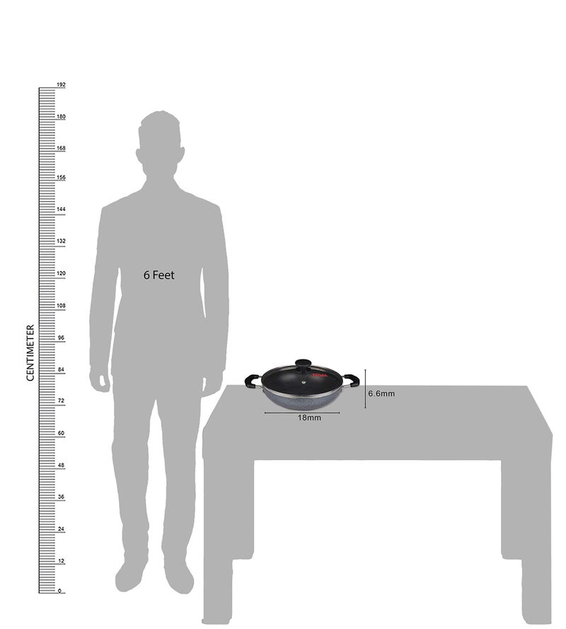 Tosaa Non-Stick 2 L Kadhai with Glass Lid, 24 cm (Induction and Gas Compatible), Black- TI3K12GL - Image 5