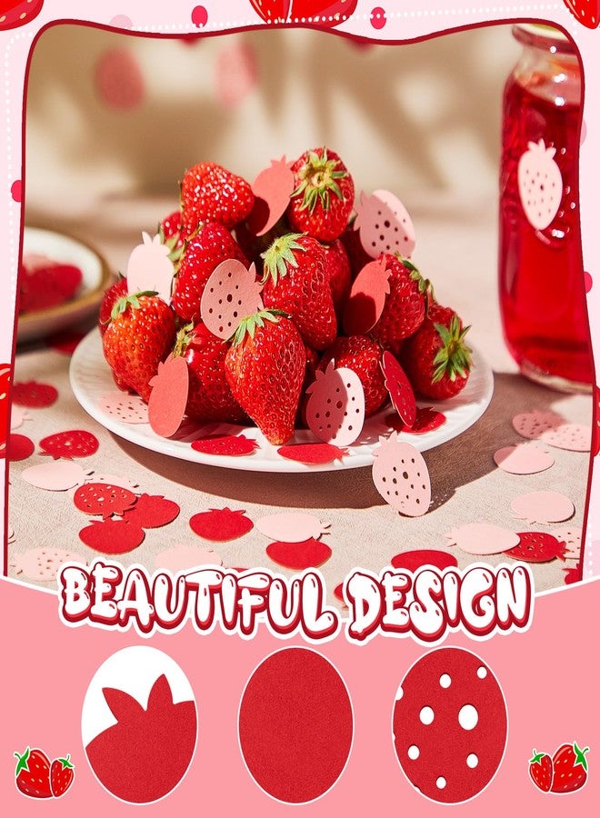 Saypacck 300 Pcs Strawberry Confetti Red and Pink Strawberry Table Confetti Strawberry Table Decorations for Strawberry Themed Baby Shower Birthday Wedding Party Decor - Image 3
