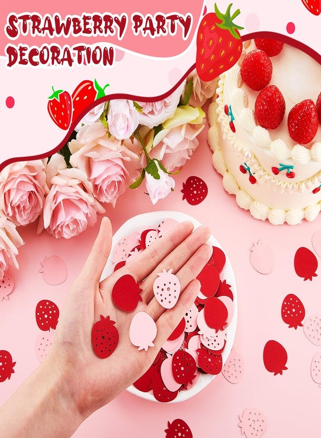 Saypacck 300 Pcs Strawberry Confetti Red and Pink Strawberry Table Confetti Strawberry Table Decorations for Strawberry Themed Baby Shower Birthday Wedding Party Decor - Image 4