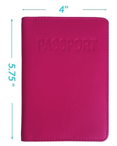 123 Cheap Checks Bright Pink Genuine Leather RFID Passport Cover - Image 3