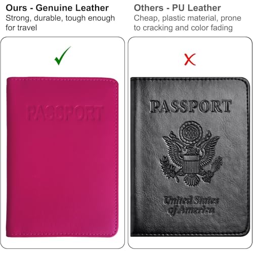 123 Cheap Checks Bright Pink Genuine Leather RFID Passport Cover - Image 5