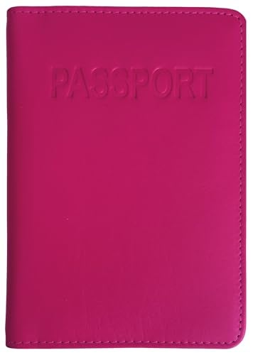 123 Cheap Checks Bright Pink Genuine Leather RFID Passport Cover - Image 1