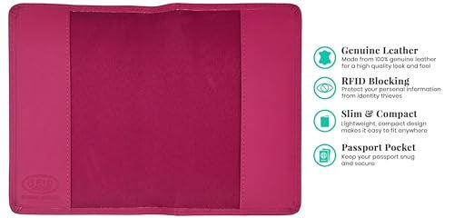 123 Cheap Checks Bright Pink Genuine Leather RFID Passport Cover - Image 2