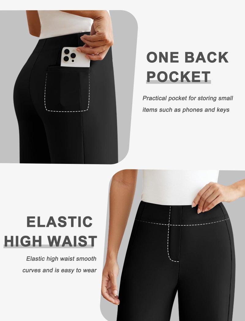 DLOODA Womens Dress Work Pants Wide Leg Business Casual Slacks Stretchy High Waist Comfy Trousers with Pocket Black - Image 4