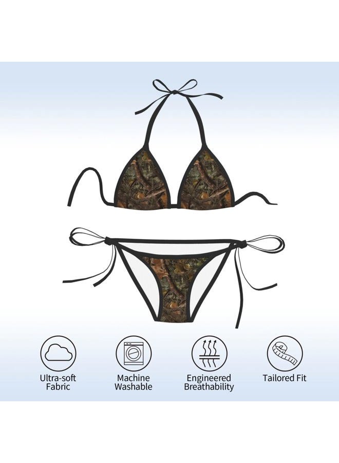 JIEKENMO Camo Camouflage Green Forest Fashion Boxing Bikini Women Halterneck Top and Set Swimsuits Beach Swimming Black One Size - Image 5