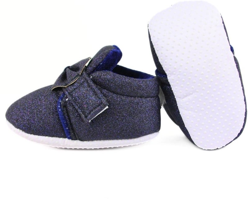Neska Moda 6 To 12 Months Baby Girls Cotton Hook & Loop Shoes/Booties (Navy)-BT3113 - Image 1