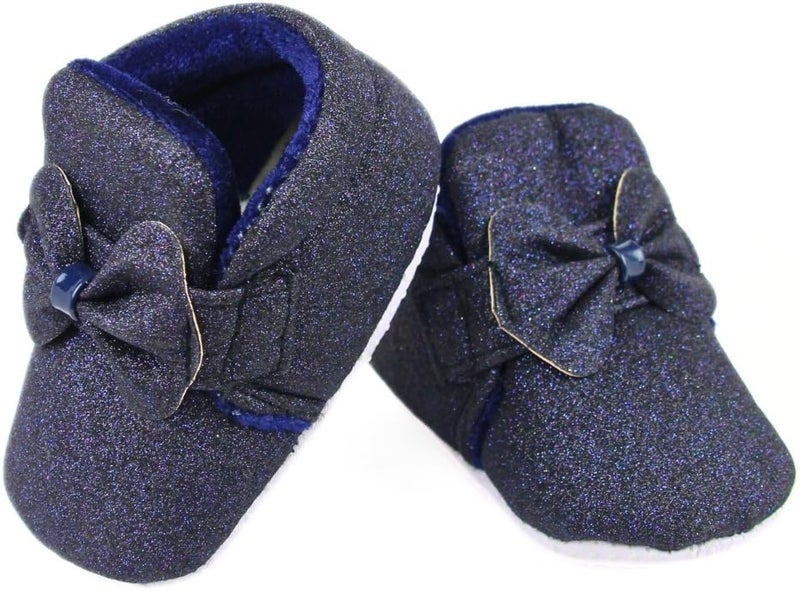 Neska Moda 6 To 12 Months Baby Girls Cotton Hook & Loop Shoes/Booties (Navy)-BT3113 - Image 4