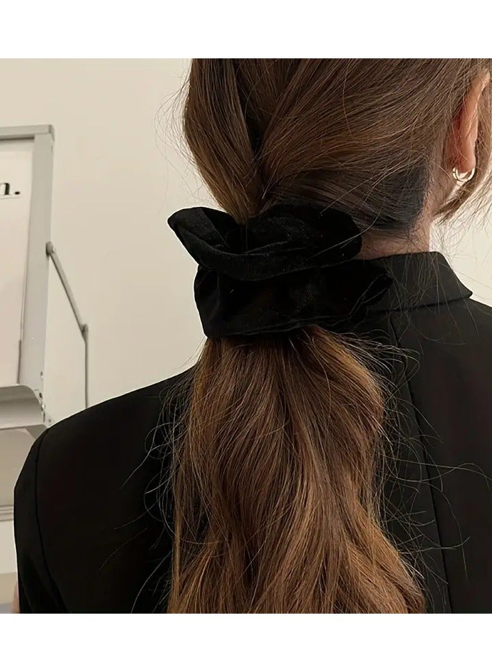 Rozino 3pcs Velvet Hair Scrunchies for Women - Soft Elastic Ponytail Holders, Round Shape, Unscented, Styling Accessories for Normal and Curly Textured Hair, Hair Accessories - Image 4