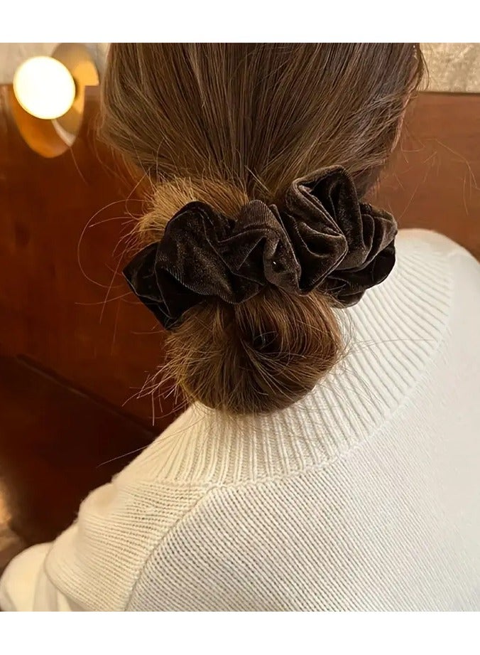 Rozino 3pcs Velvet Hair Scrunchies for Women - Soft Elastic Ponytail Holders, Round Shape, Unscented, Styling Accessories for Normal and Curly Textured Hair, Hair Accessories - Image 2