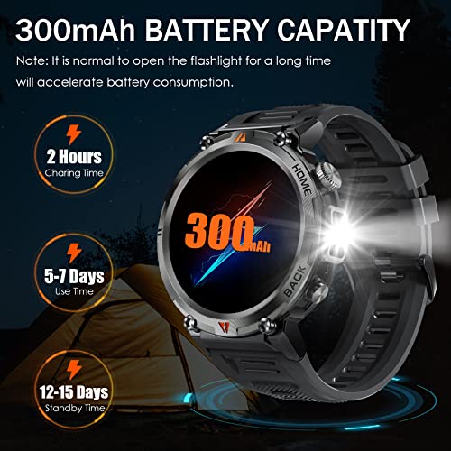EIGIIS Military Smart Watch for Men with LED Flashlight 1.45” Rugged 3ATM Waterproof Smart Watch with 100+ Sports Modes Fitness Tracker with Heart Rate Sleep Monitor Tactical Smartwatch for iPhone Android - Image 5