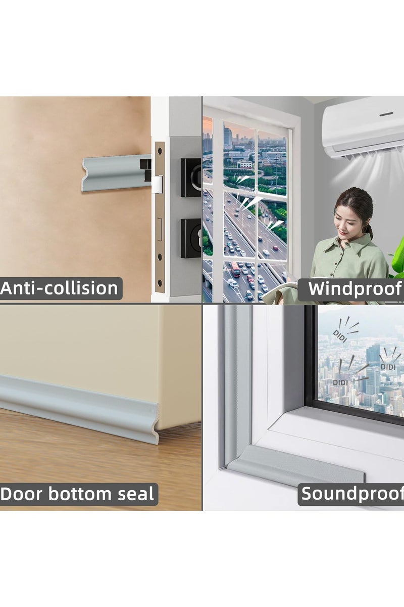 GNAFOTU Window Weather Stripping, Self-Adhesive Sliding Window Seal Strip, Insulation Soundproof Seal Strip for Window and Door, Seals for Sliding Window Gap Door Frame(2M, Grey) - Image 2