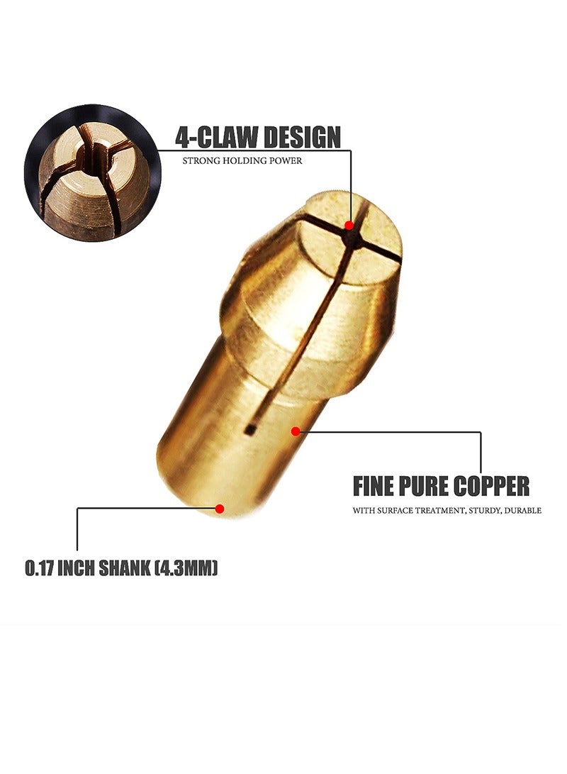 Yakumuz Collet Set For Dremel Rotary Tool Bits, Yakumuz 10 PCS Fine Copper Drill Chuck Collet Set Electric Grinder Quick Change Mini Drill Chuck Replacement Sets 0.5-3.2mm for Rotary Tools - Image 3