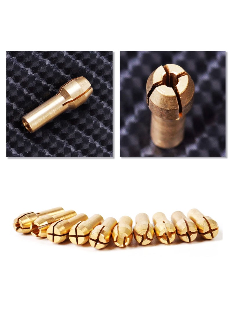 Yakumuz Collet Set For Dremel Rotary Tool Bits, Yakumuz 10 PCS Fine Copper Drill Chuck Collet Set Electric Grinder Quick Change Mini Drill Chuck Replacement Sets 0.5-3.2mm for Rotary Tools - Image 4