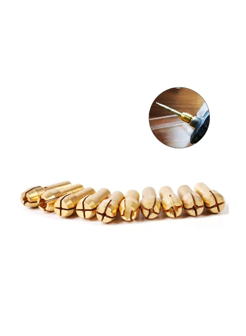 Yakumuz Collet Set For Dremel Rotary Tool Bits, Yakumuz 10 PCS Fine Copper Drill Chuck Collet Set Electric Grinder Quick Change Mini Drill Chuck Replacement Sets 0.5-3.2mm for Rotary Tools - Image 1