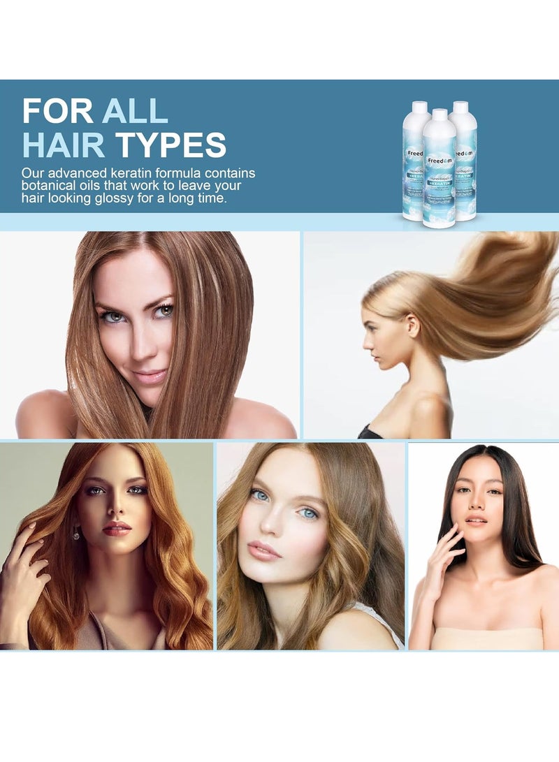 Freedom Freedom Keratin Hair Treatment - Intense Care Formula with Molecular Repair Technology - For Bleaching Damage, Split-Ends, Frizzy Hair - With Cocoa Seed Butter, Coconut Oil 16 fl oz - Image 2