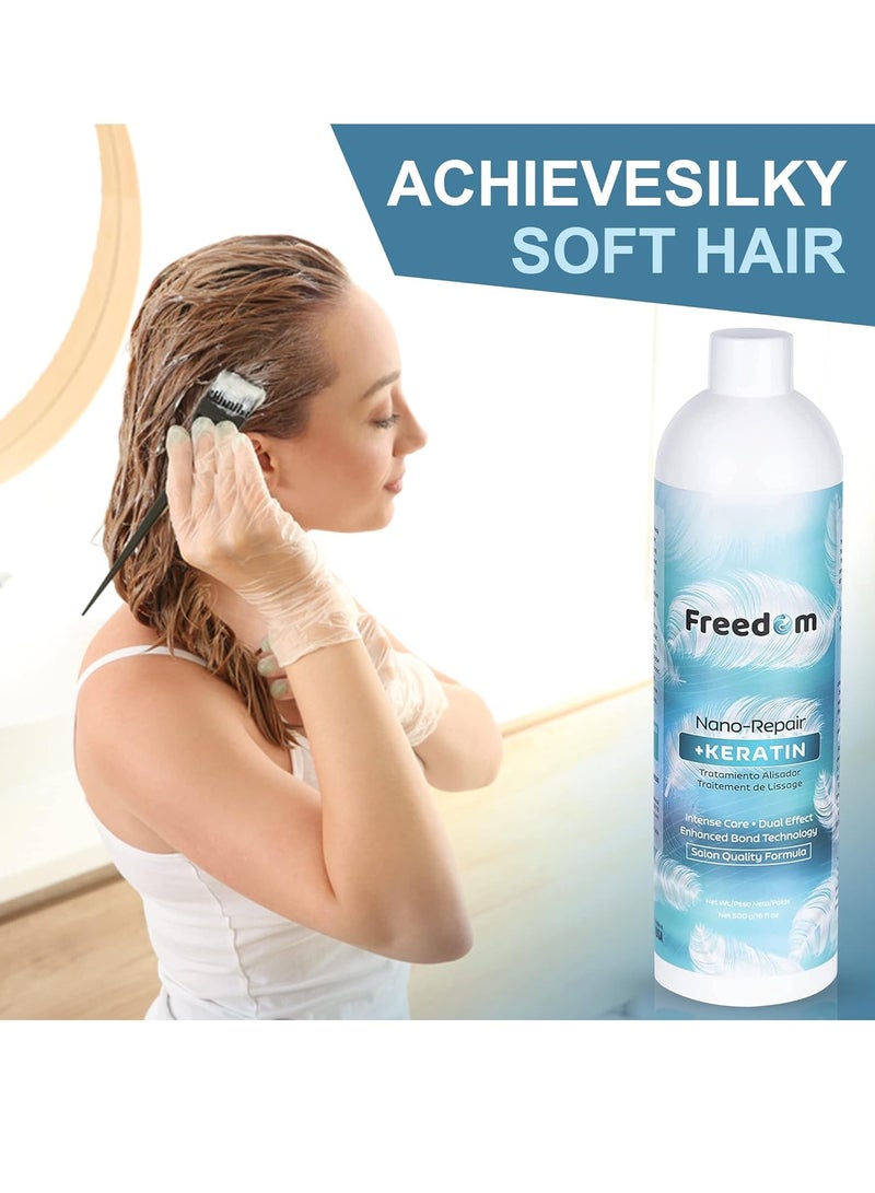 Freedom Freedom Keratin Hair Treatment - Intense Care Formula with Molecular Repair Technology - For Bleaching Damage, Split-Ends, Frizzy Hair - With Cocoa Seed Butter, Coconut Oil 16 fl oz - Image 4