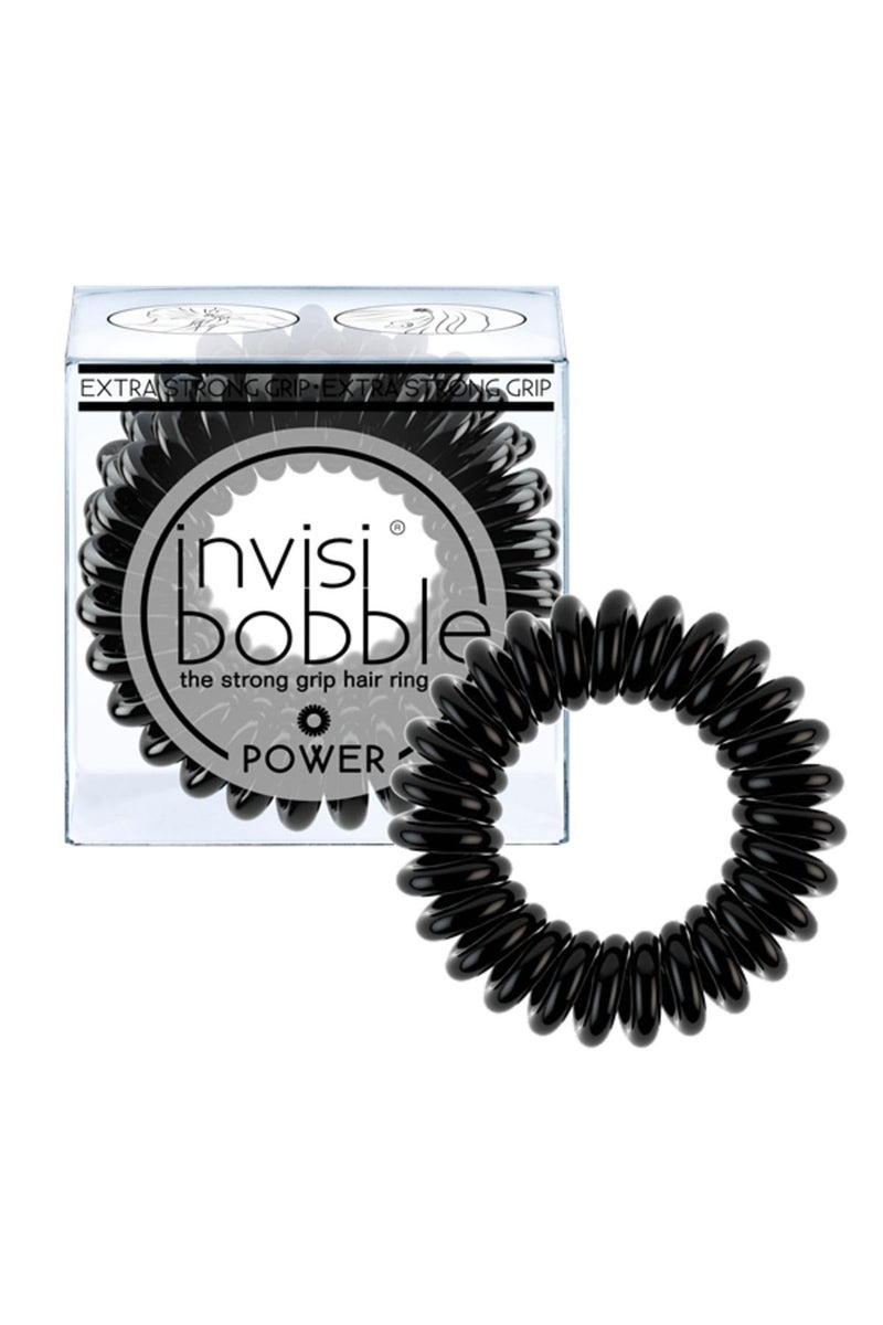 invisibobble Power Traceless Spiral Hair Ties - Pack of 3 True Black - Strong Elastic Grip Coil Hair Accessories for Active Women - No Kink, Non Soaking - Gentle for Girls Teens and Thick Hair - Image 2