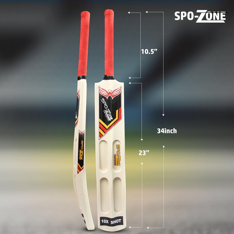 SPO Zone Cricket Bat,Scoop Full Size, White and Red, Plastic for Tennis Ball, 85 cm Length - Image 4