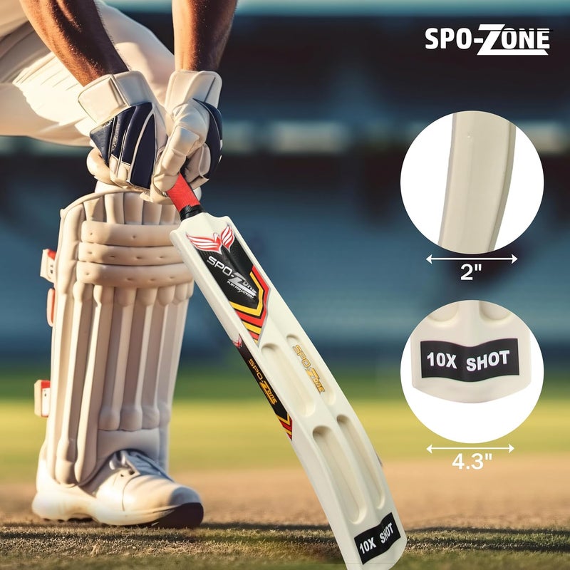 SPO Zone Cricket Bat,Scoop Full Size, White and Red, Plastic for Tennis Ball, 85 cm Length - Image 3