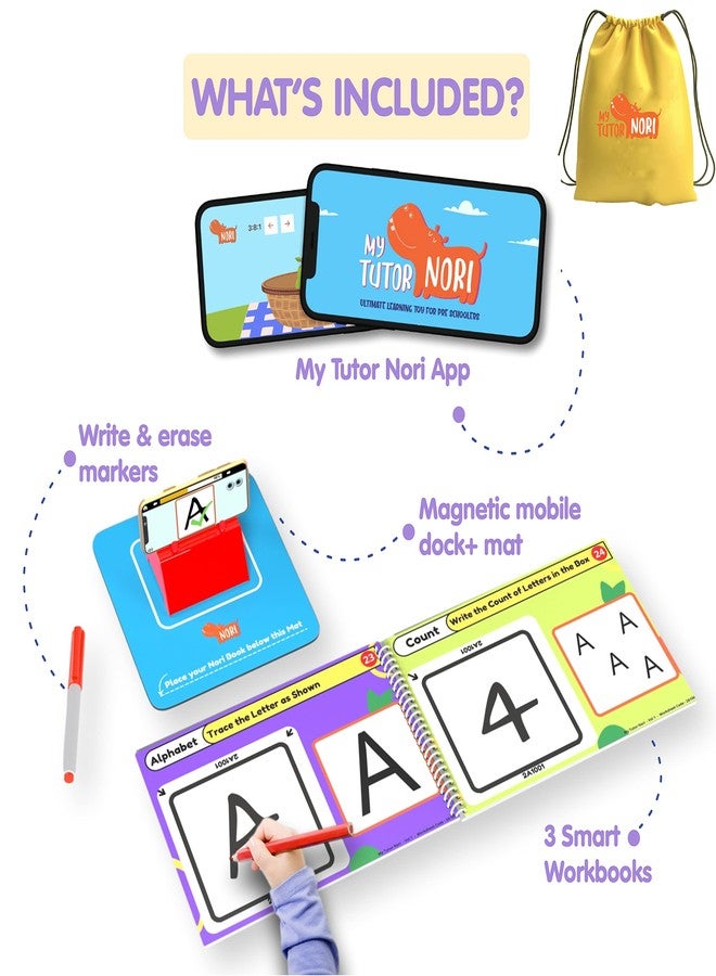 Nori Pre K Interactive Worksheets for Nursery kids ages 3-4 years - Alphabet & Letters - 3 Smart Nori books, 150 Gamified preschool learning activities & worksheets for preschoolers. Works with Iphone & Ipad - Image 2