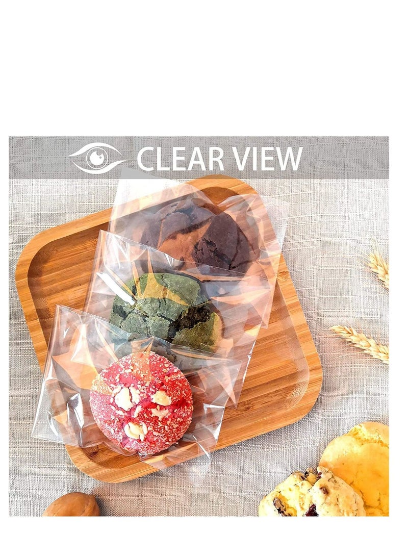 Generic - Clear Cellophane Bags, 100 Pcs Large Resealable Self-Adhesive Food Grade Sealing Treat Bags OPP Plastic Bag for Candy, Soap, Cookie, Chocolates, Lollipop, Bulk, Snacks, Bread 10 x 18 cm - Image 1