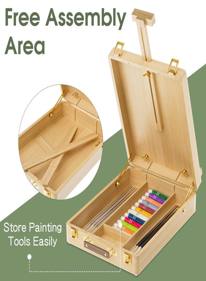 LUCYCAZ Tabletop Easel for Painting, Adjustable Wooden Sketchbox Art Easel, Portable Desktop Painting Easel for Adult, Student, Artist, Beginner - Image 2