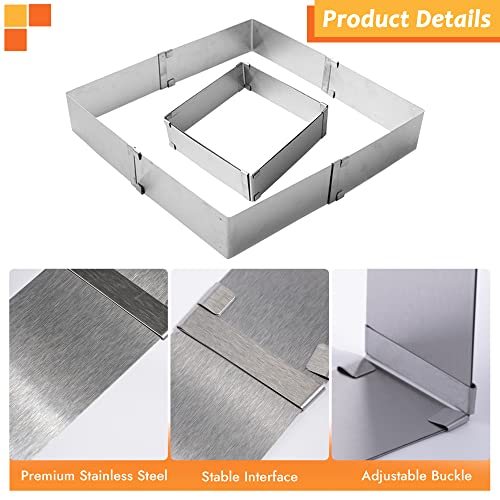 TXIN Stainless Steel Cake Ring Square Cake Mousse Mold Ring Cutter, Adjustable from 6 inch to 11 inch - Image 3