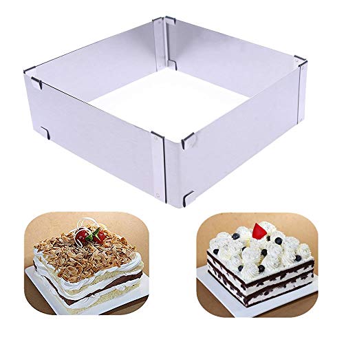 TXIN Stainless Steel Cake Ring Square Cake Mousse Mold Ring Cutter, Adjustable from 6 inch to 11 inch - Image 1
