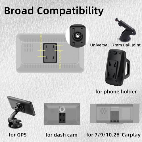 Epronic Carplay Mount, 360° Flexible Windshield Dashboard Suction Cup Bracket for 7" 9" 10.26" Inch Carplay Screen Android Auto Car Monitor GPS Mount Phone Holder - Image 4