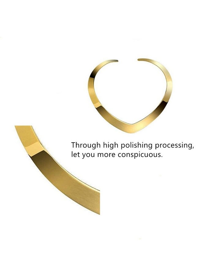 AISIBO High Polished Stainless Steel Necklace, Love Choker Heart Shape Women Statement Jewelry (Gold) - Image 3