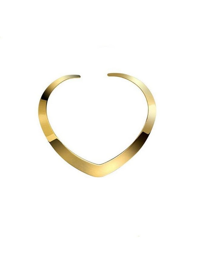 AISIBO High Polished Stainless Steel Necklace, Love Choker Heart Shape Women Statement Jewelry (Gold) - Image 1