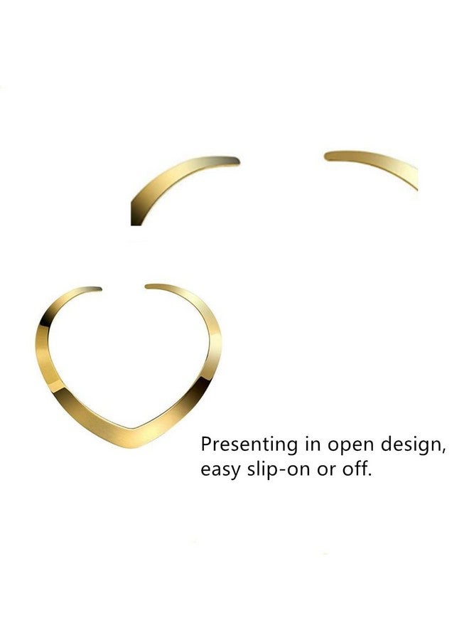 AISIBO High Polished Stainless Steel Necklace, Love Choker Heart Shape Women Statement Jewelry (Gold) - Image 4