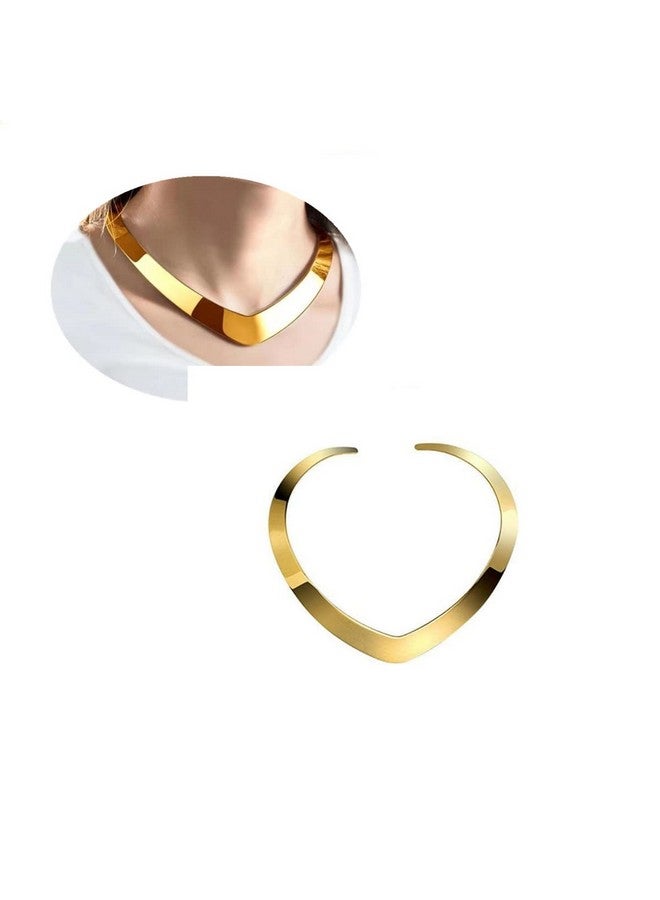 AISIBO High Polished Stainless Steel Necklace, Love Choker Heart Shape Women Statement Jewelry (Gold) - Image 5