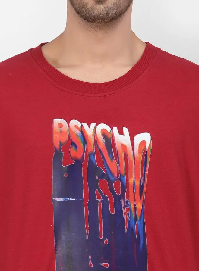 PAUSE Men Red Graphic Print Pullover Sweatshirt