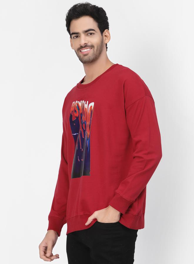 PAUSE Men Red Graphic Print Pullover Sweatshirt - Image 3