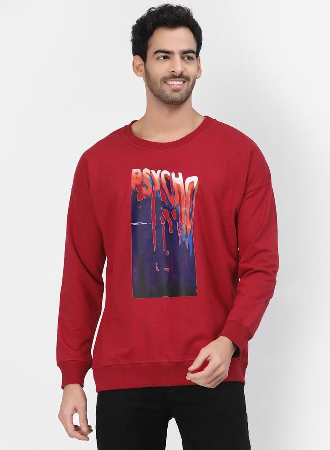 PAUSE Men Red Graphic Print Pullover Sweatshirt - Image 4