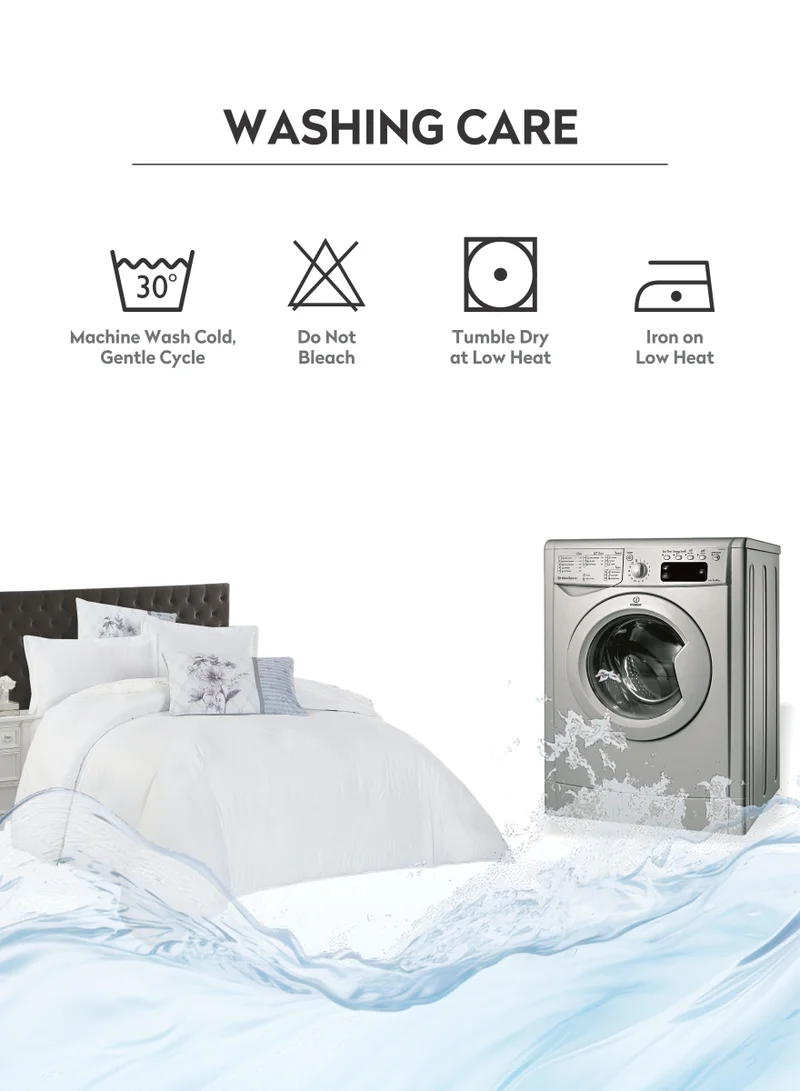 Donetella B - Light Ansonia Duvet Set 4-Pcs Single Size Striped Microfiber Bed Set  With 1 Duvet Cover Fits -100 x 200cm- 1 Fitted Sheet 1 PillowSham And 1 Pillowcases(Without Filler),White  | Best Price UAE