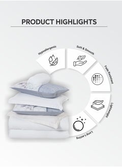 Donetella Duvet Set 4-Pcs Single Size Striped Microfiber Bed Set  With 1 Duvet Cover(160 x 220 CM) 1 Fitted Sheet 1 PillowSham And 1 Pillowcases(Without Filler),White  - Image 5