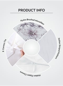 Donetella Duvet Set 4-Pcs Single Size Striped Microfiber Bed Set  With 1 Duvet Cover(160 x 220 CM) 1 Fitted Sheet 1 PillowSham And 1 Pillowcases(Without Filler),White  - Image 4