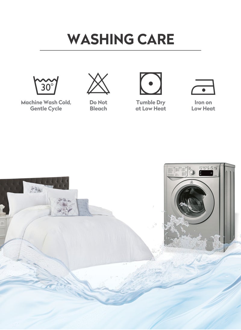 Donetella - Duvet Set 4-Pcs Single Size Striped Microfiber Bed Set  With 1 Duvet Cover(160 x 220 CM) 1 Fitted Sheet 1 PillowSham And 1 Pillowcases(Without Filler),White - Image 1
