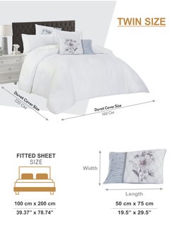 Donetella Duvet Set 4-Pcs Single Size Striped Microfiber Bed Set  With 1 Duvet Cover(160 x 220 CM) 1 Fitted Sheet 1 PillowSham And 1 Pillowcases(Without Filler),White  - Image 3