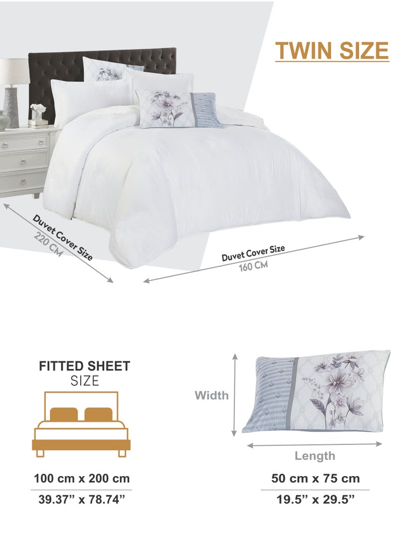 Donetella - Duvet Set 4-Pcs Single Size Striped Microfiber Bed Set  With 1 Duvet Cover(160 x 220 CM) 1 Fitted Sheet 1 PillowSham And 1 Pillowcases(Without Filler),White - Image 1