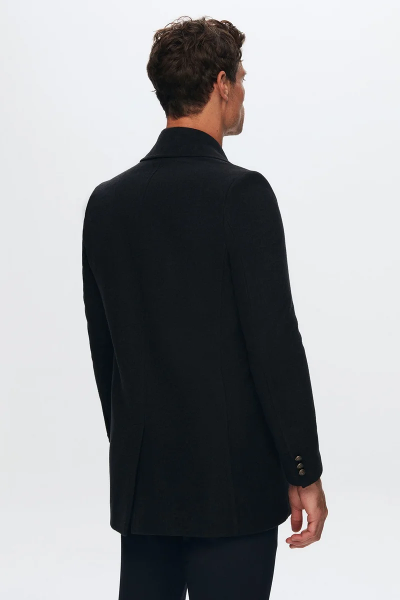 D'S DAMAT Ds Damat Regular Fit Navy Blue Sailor Metal Button Detailed Cashmere Coat 1HF08ORT10005