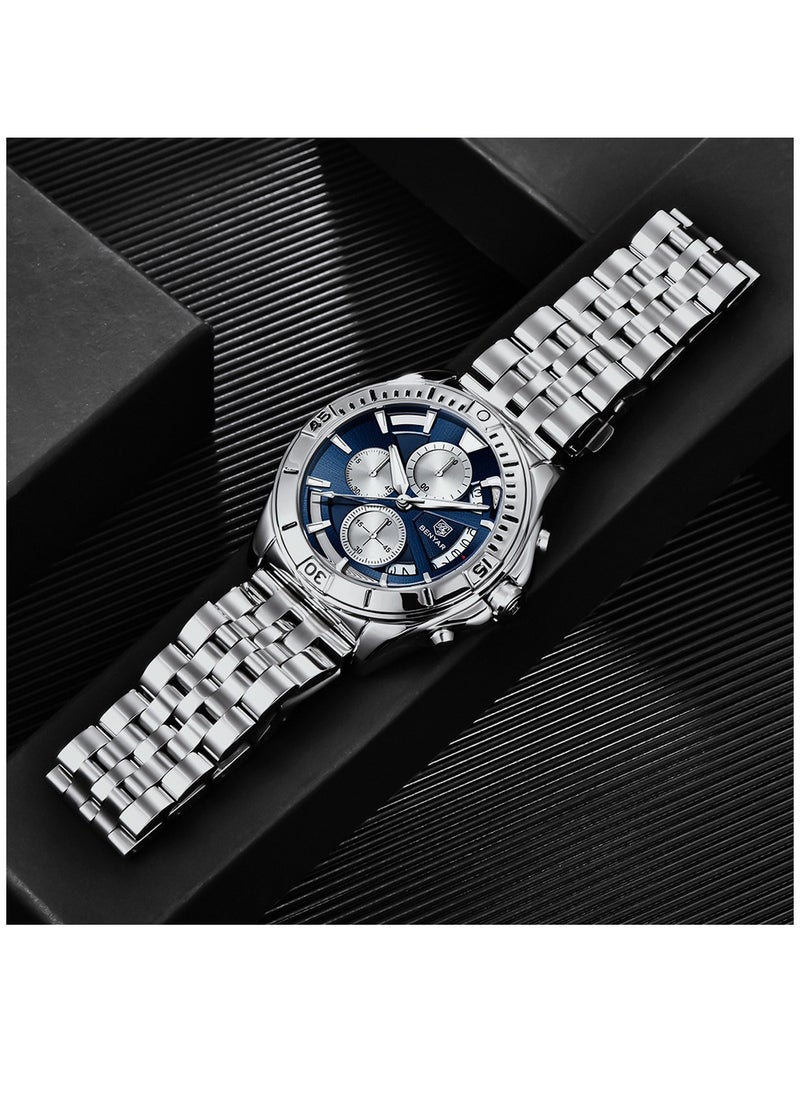 BENYAR - Watches for Men Luxury Stainless Steel Quartz Water Resistant Watch 5180WTBU - Image 1
